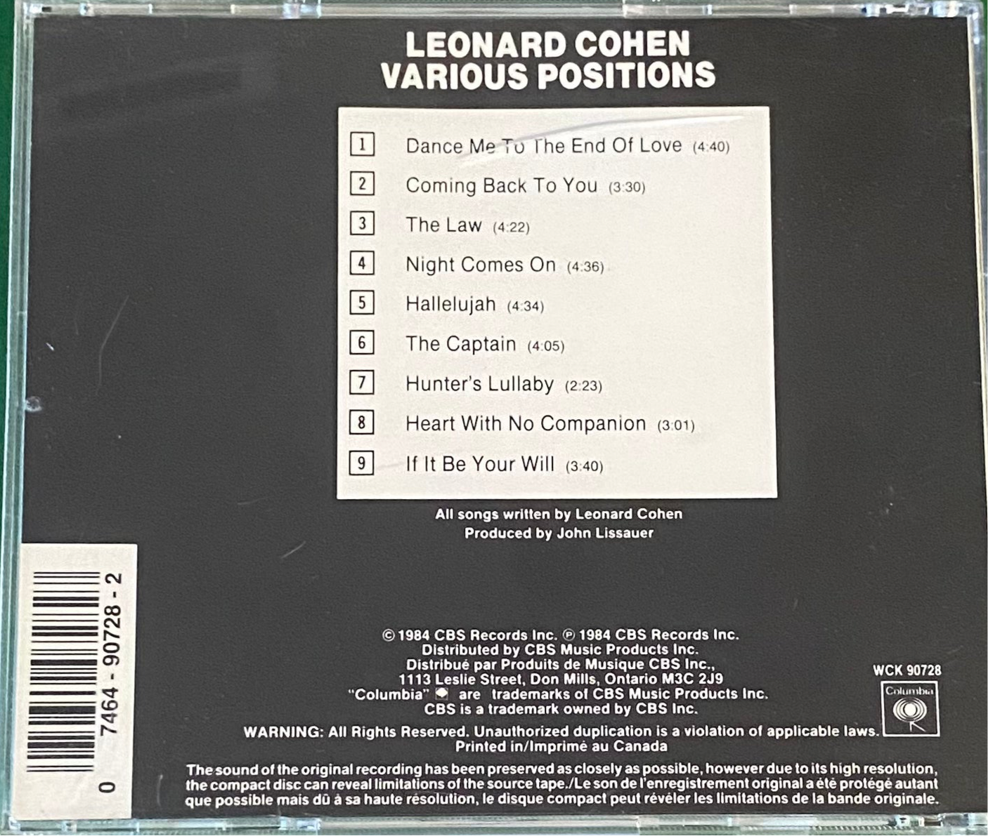 Leonard Cohen — Various Positions