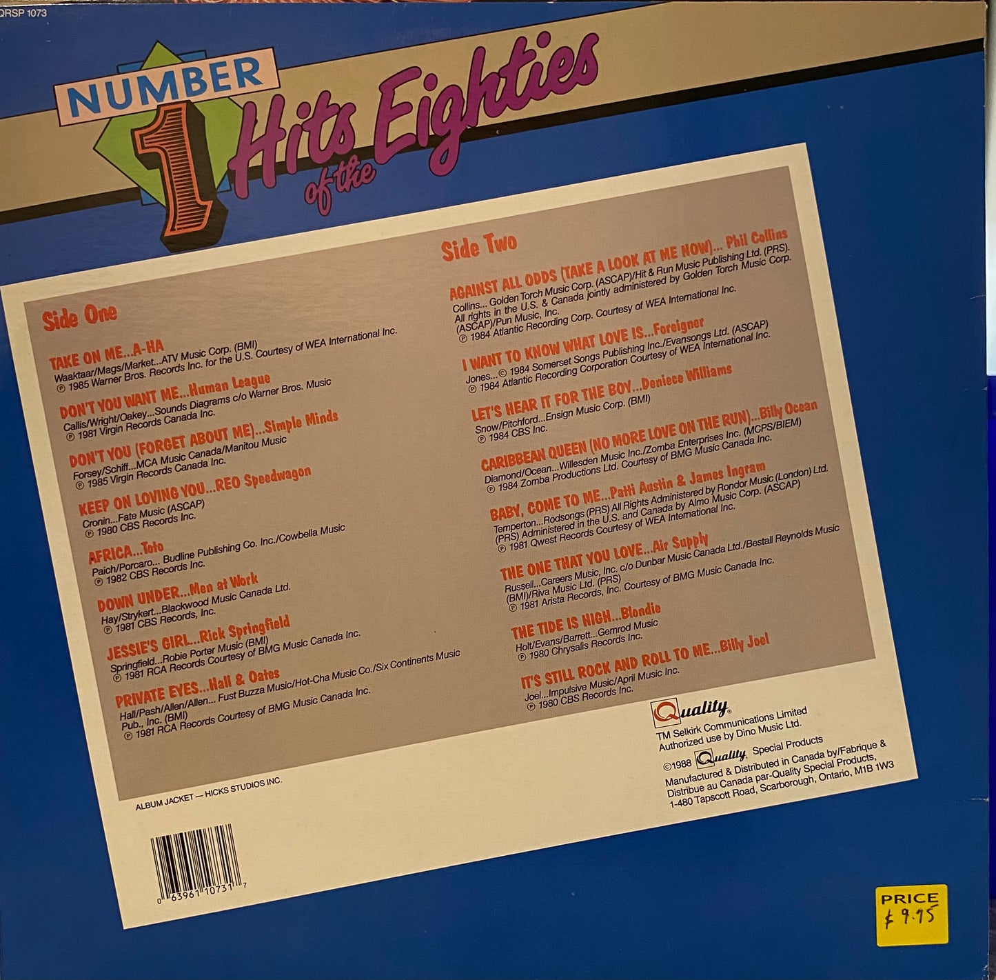 Various — Number 1 Hits Of The Eighties