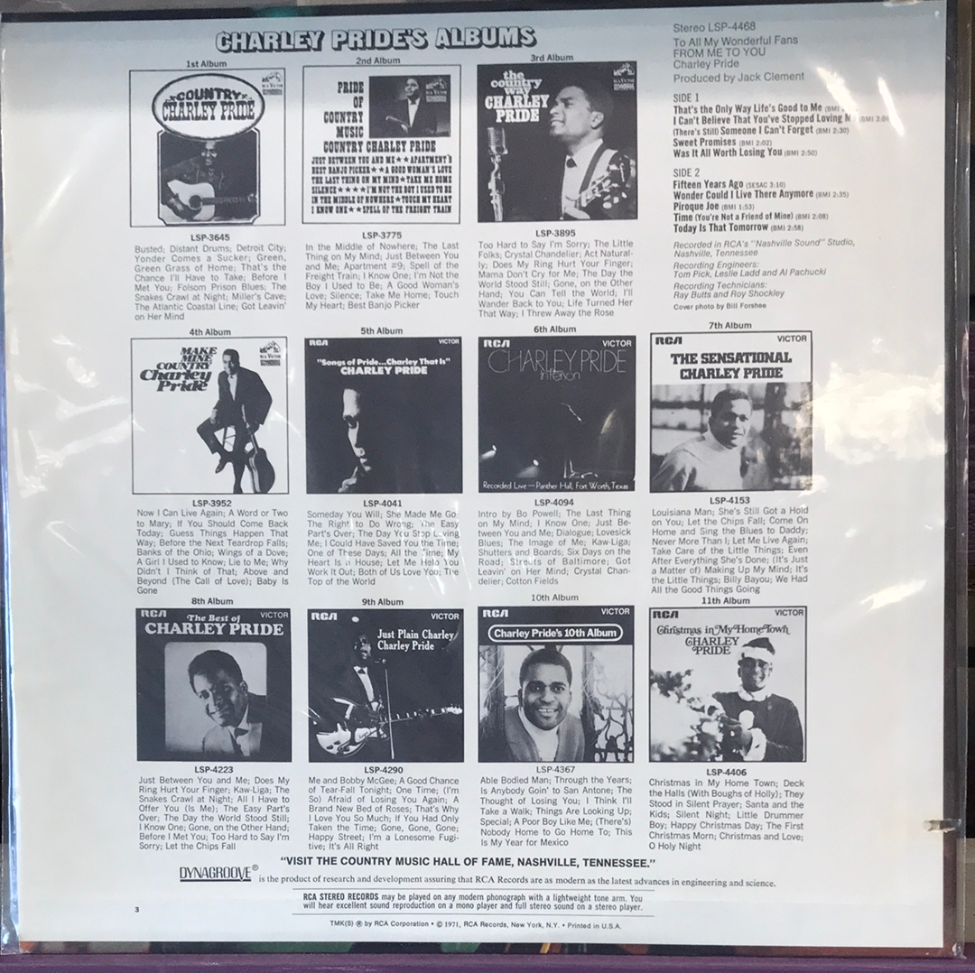 - Charley Pride - From Me to You - Vinyl Record -