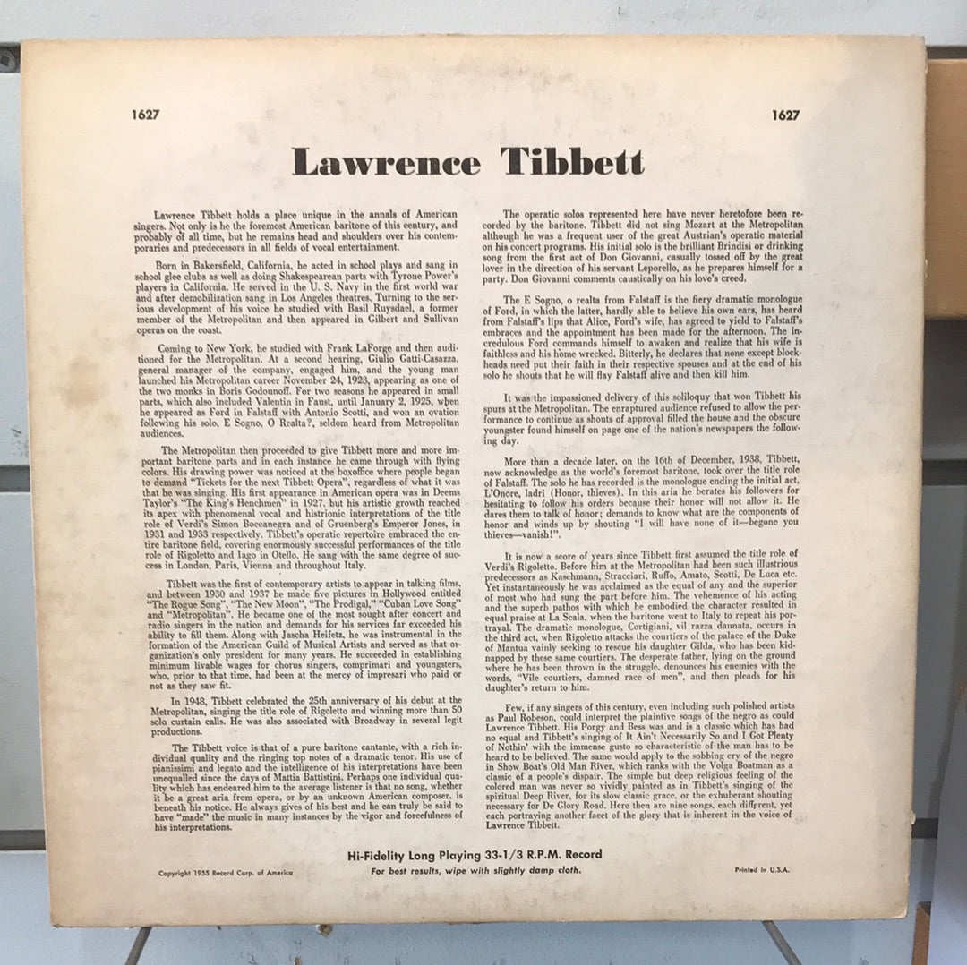 - Lawrence Tibbett — Lawrence Tibbet - Vinyl Record -
