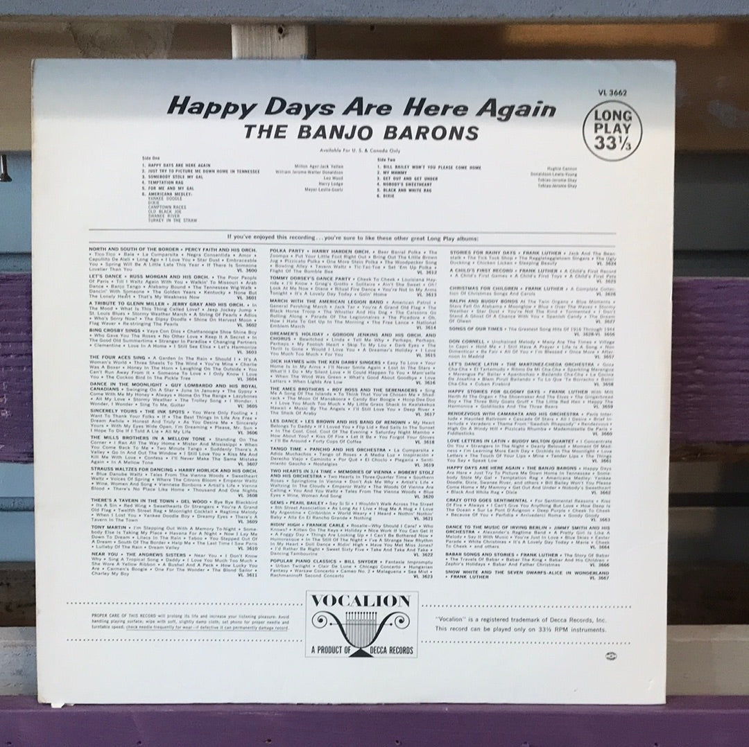 - The Banjo Barons - Happy Days Are Here Again - Vinyl Record -