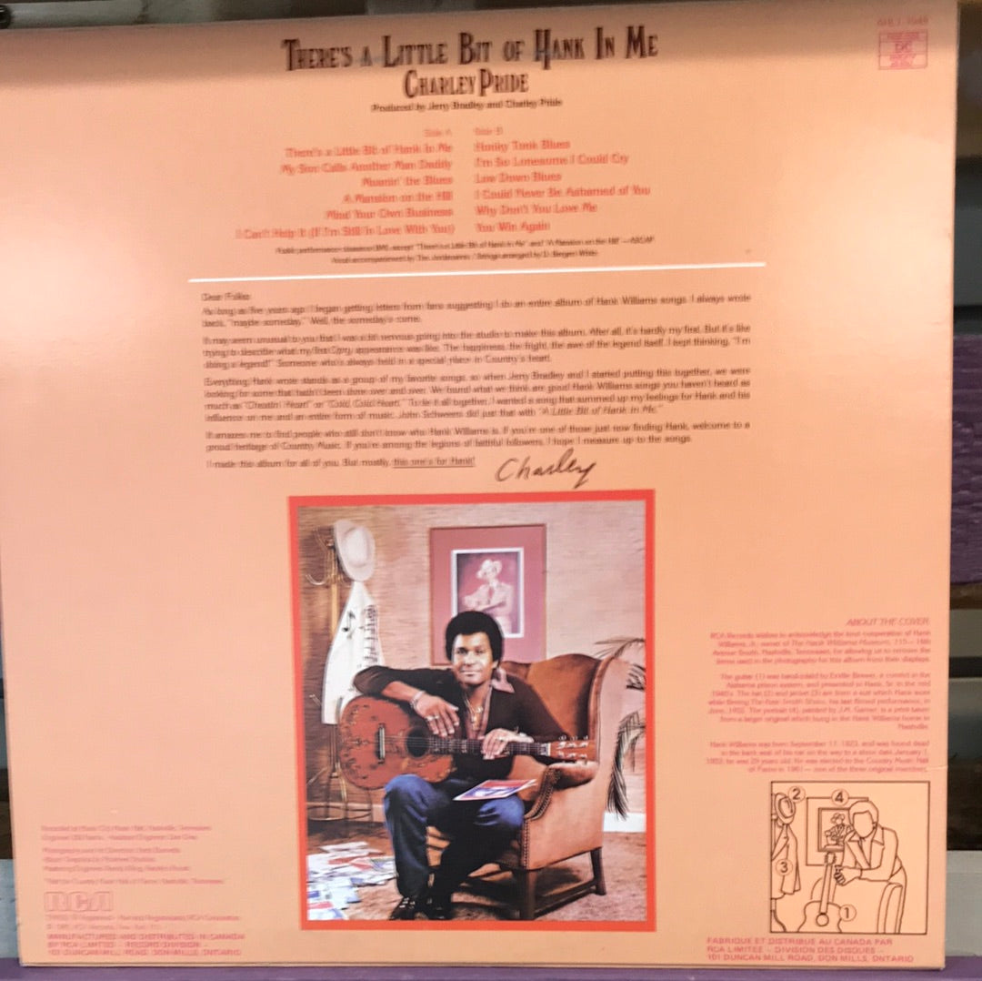 - Charley Pride - There’s a Little Bit of Hank In Me - Vinyl Record -