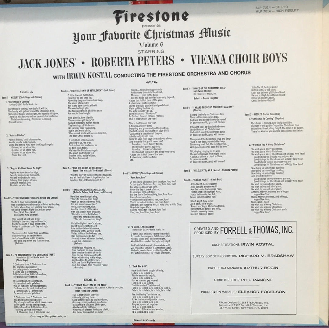 - Firestone Presents Your Favourite Christmas Music- Volume 6 - Vinyl Record -
