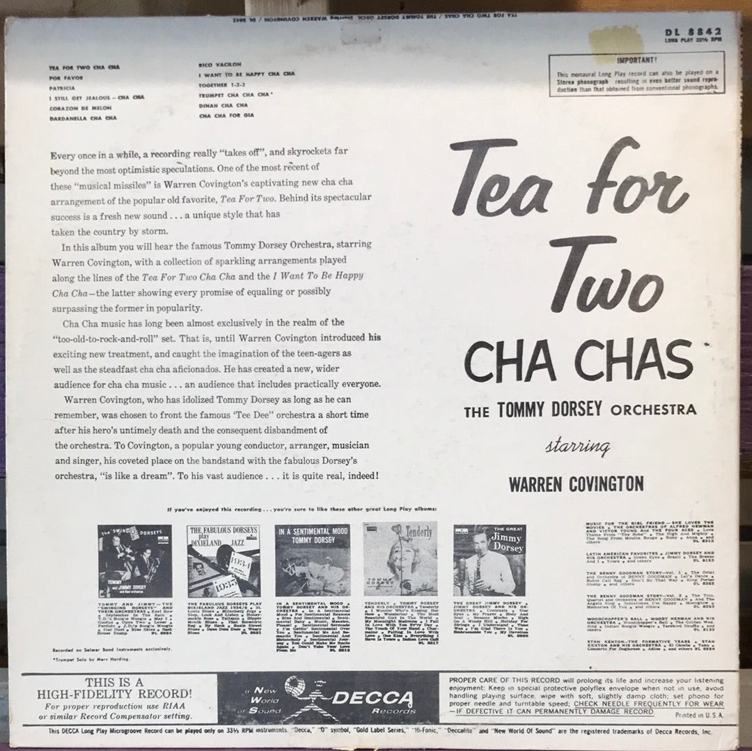 - The Tommy Dorsey Orchestra - Tea For Two Cha Chas - Vinyl Record -