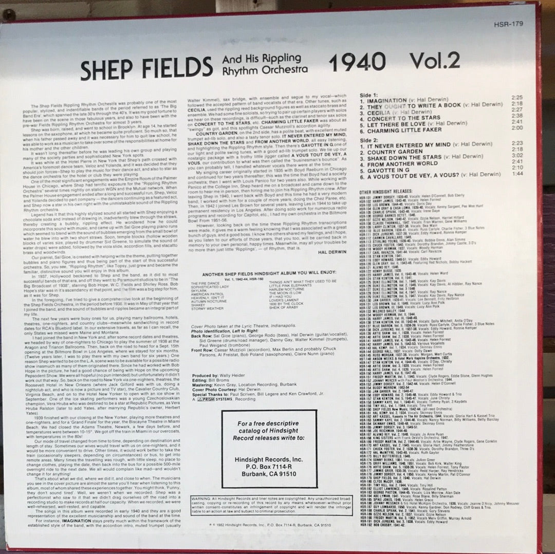 - Shep Fields and His Rippling Orchestra - Vol 2 - Vinyl Record -