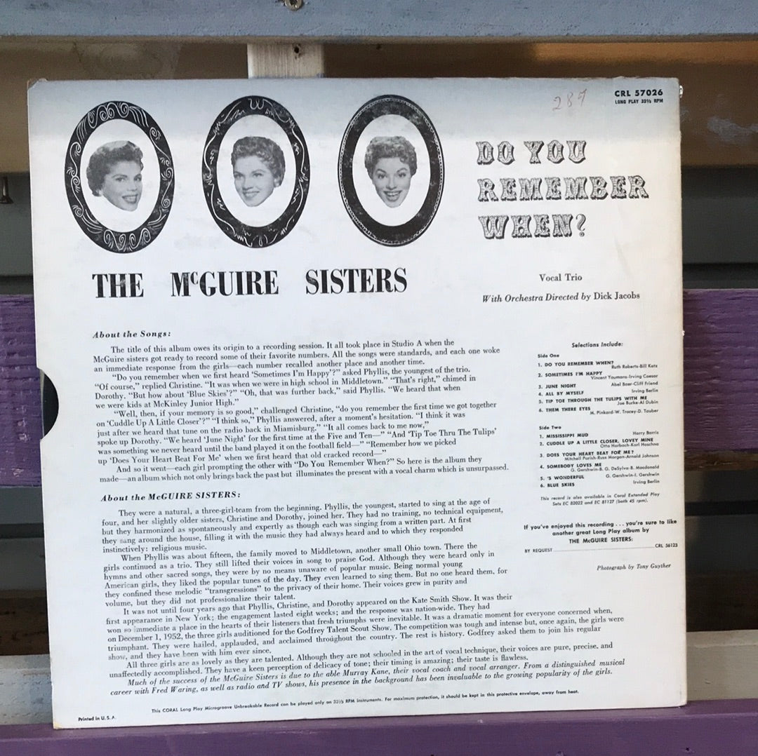 - The McGuire Sisters - Do You Remember When - Vinyl Record -