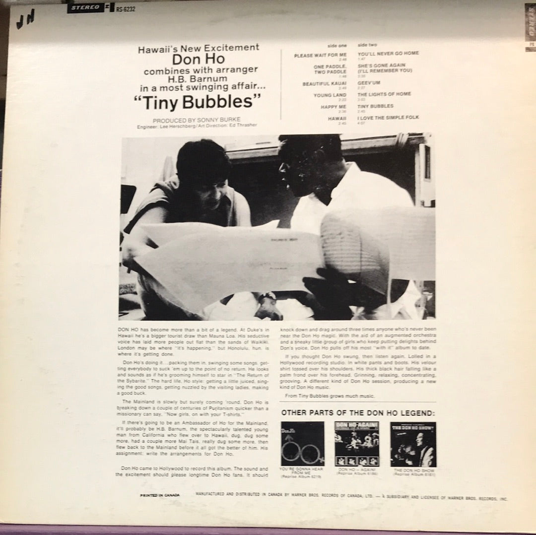 - Don Ho - Tiny Bubbles - Vinyl Record -