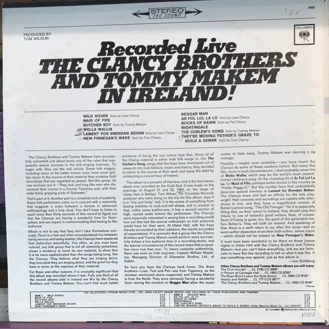- The Clancy Brothers and Tommy Makem In Ireland - Vinyl Record -