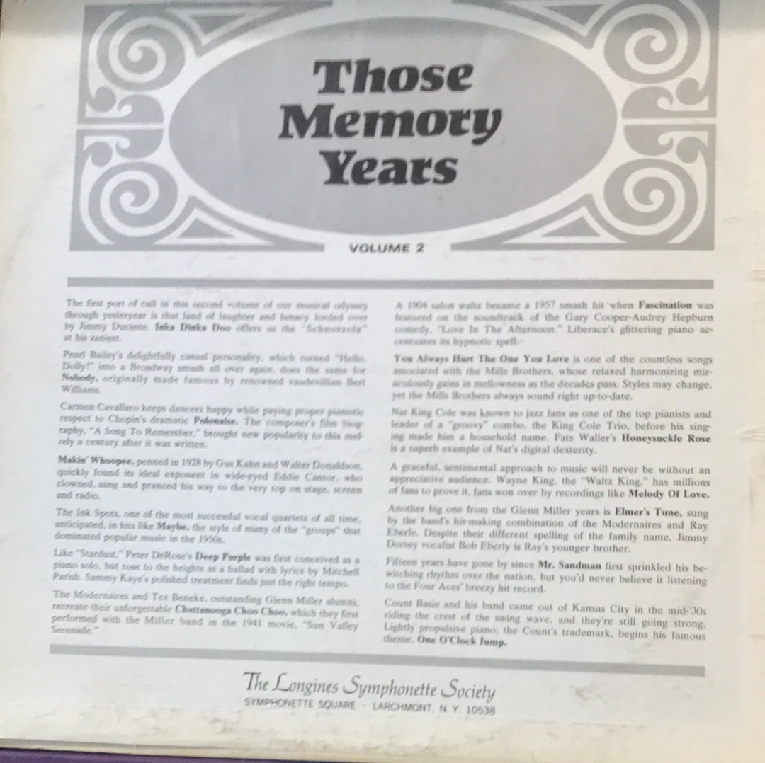 - Those Memory Years-Volume 2 - Vinyl Record -