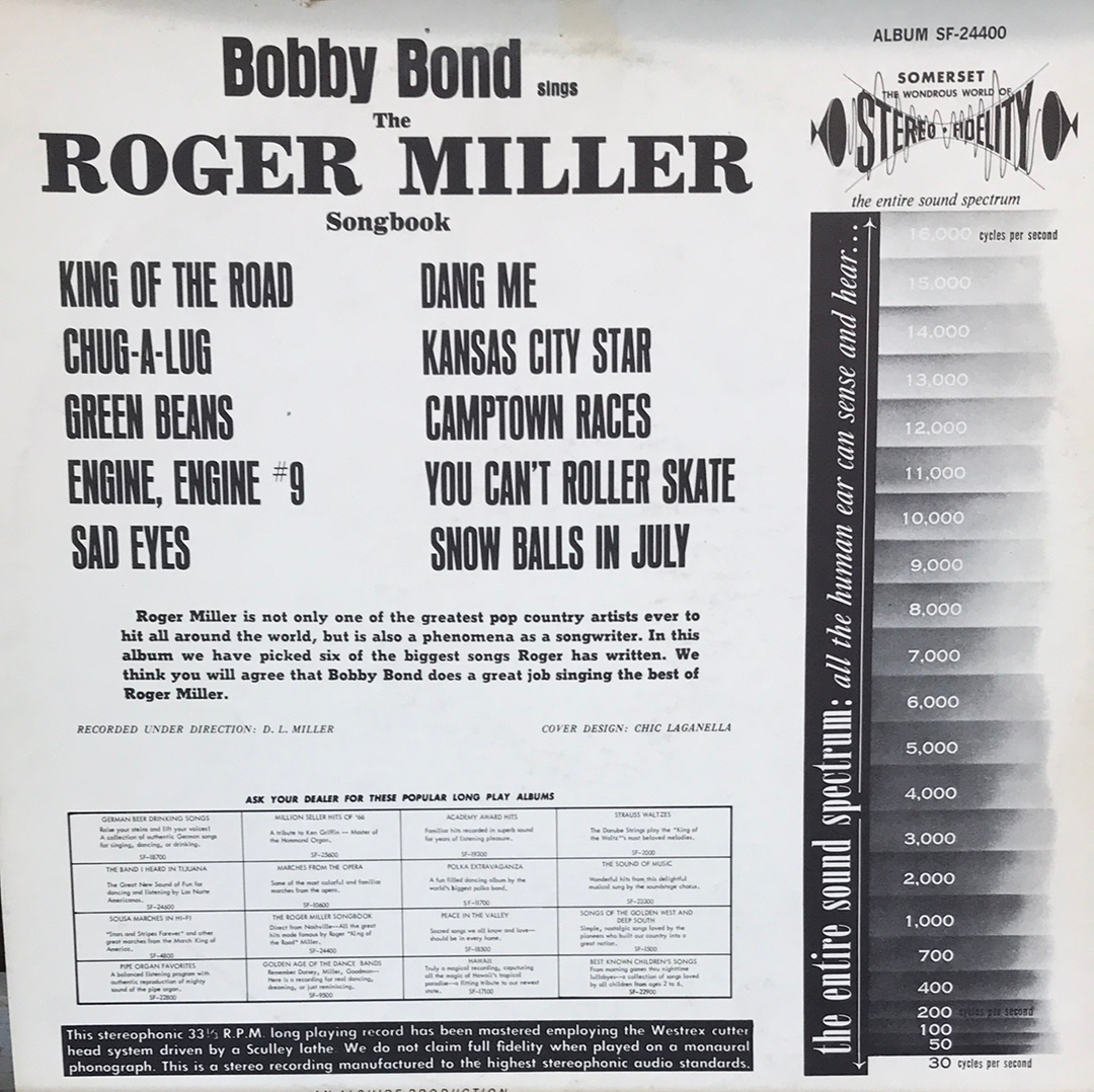 - Bobby Bonds sings the Roger Miller Songbook - Vinyl Record -