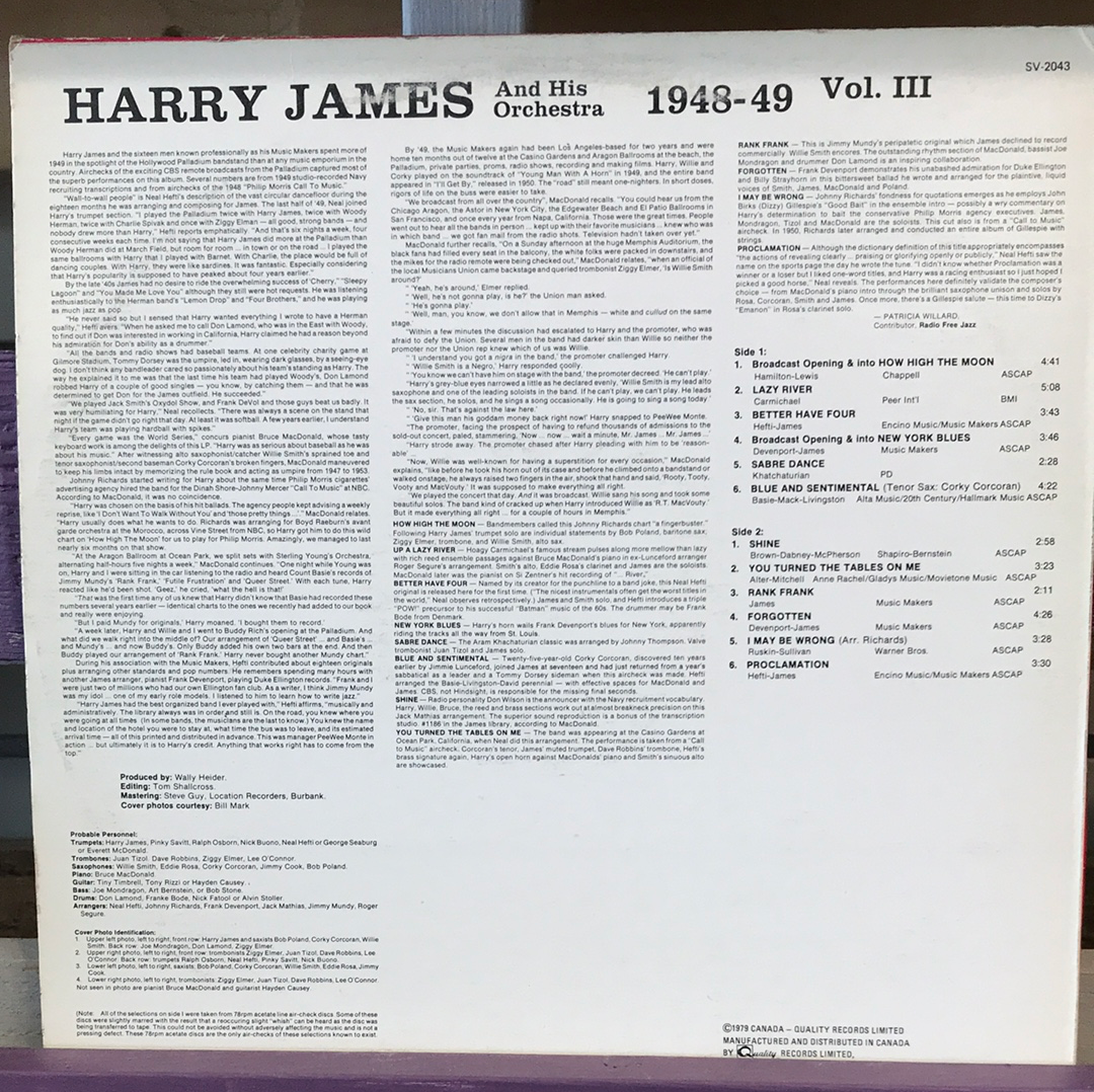 - Harry James and His Orchestra 1948-49 Vol. 3 - Vinyl Record -