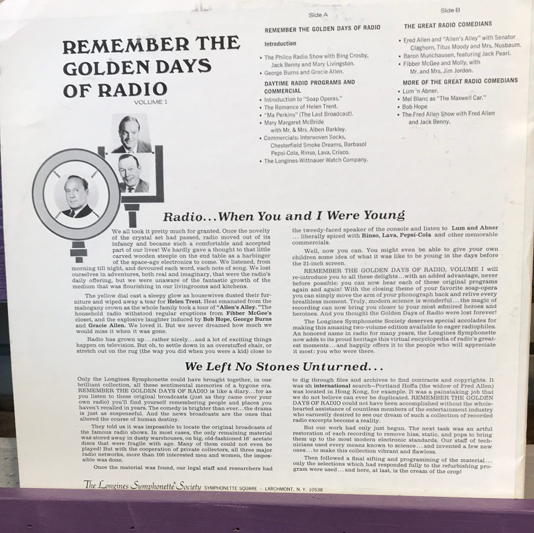 - Remember the Golden Days of Radio - Jack Benny & Frank Knight - Vinyl Record -
