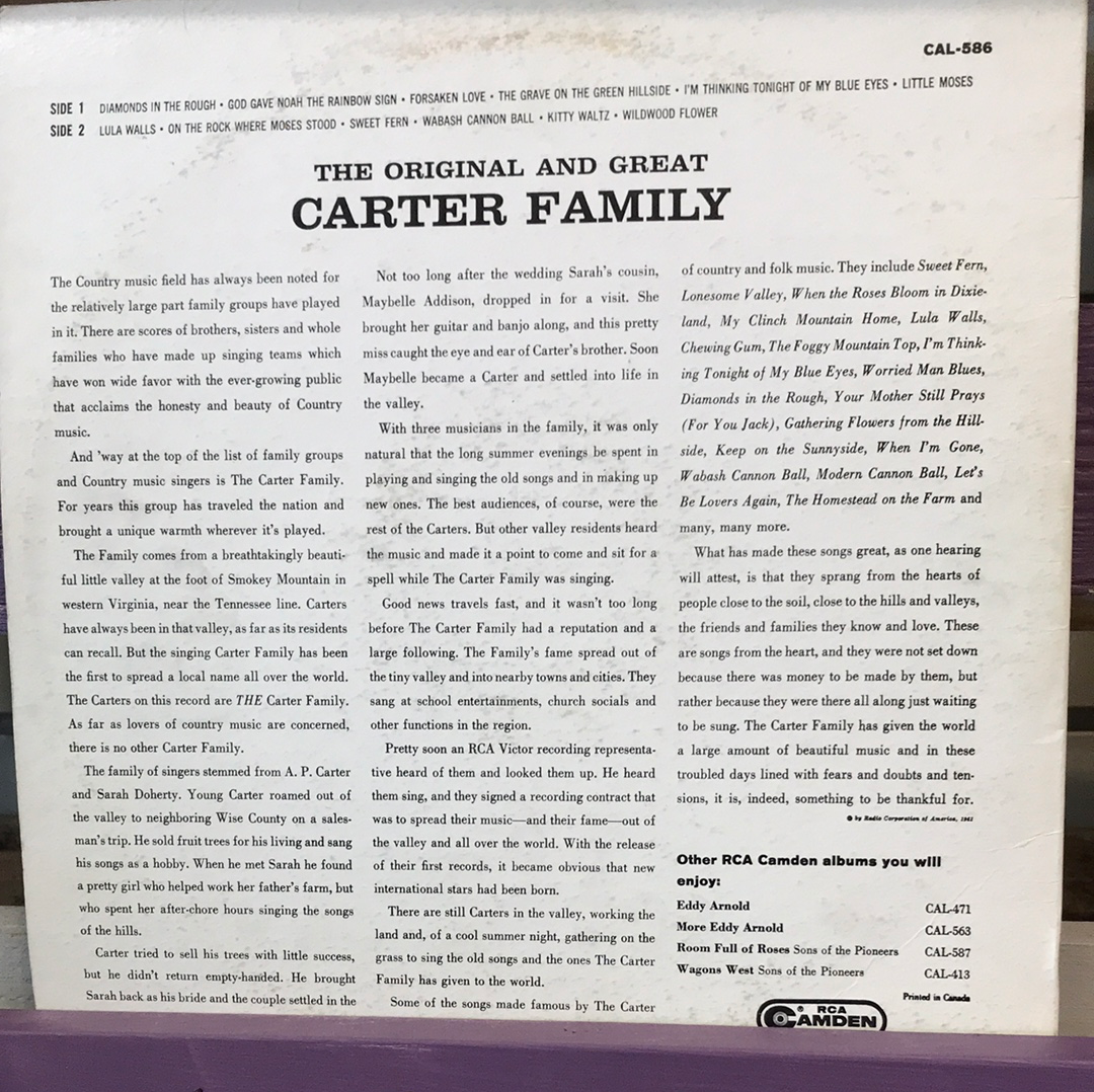 - The Original and Great Carter Family - Vinyl Record -