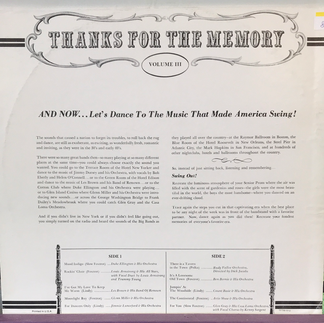 - Thanks for the Memory - Volume 3 - Vinyl Record -