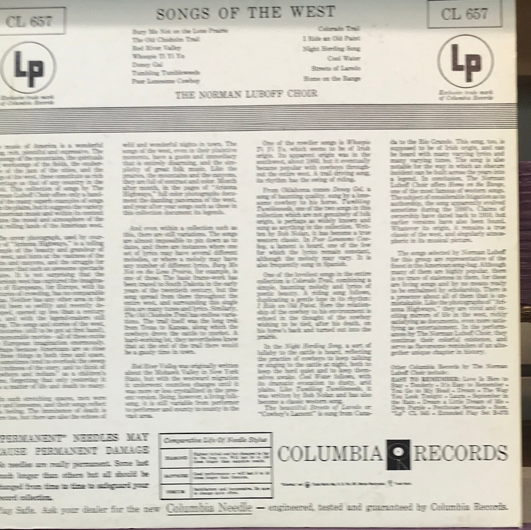 - The Norman Luboff Choir - Songs of The West - Vinyl Record -