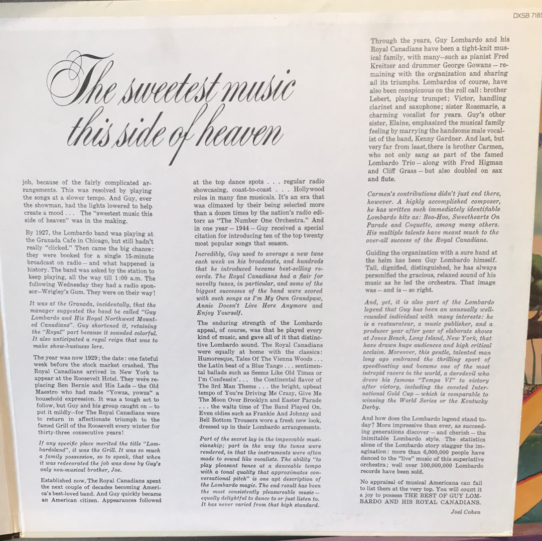 - The Best of Guy Lombardo & his Royal Canadians - Vinyl Record -