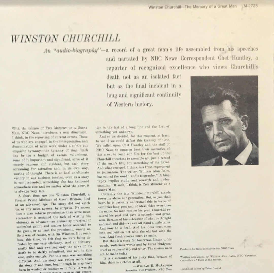 - Winston Churchill - The Memory Of A Great Man - Vinyl Record -