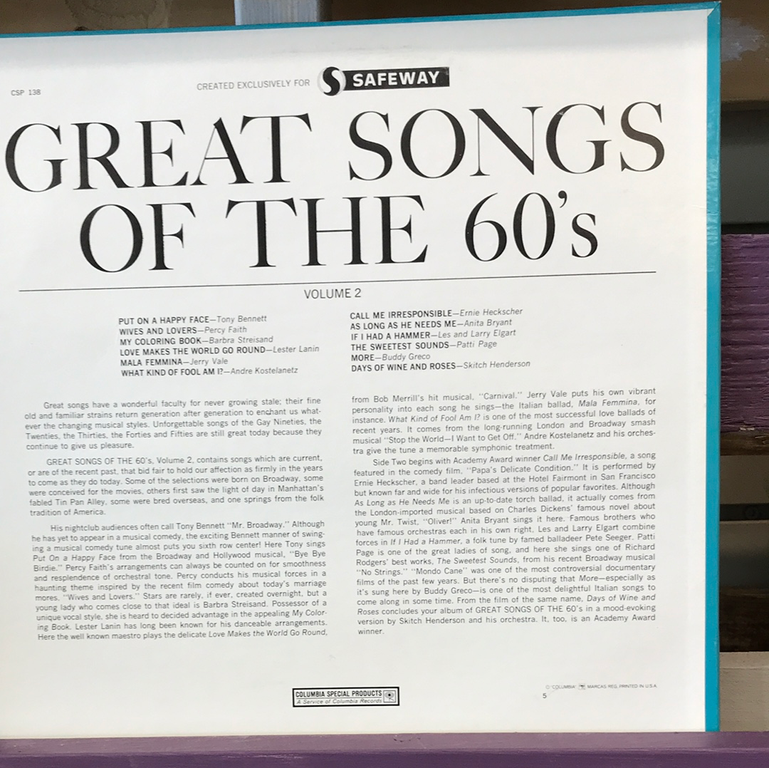 - Great Songs of the 60s - Volume 2 - Vinyl Record -