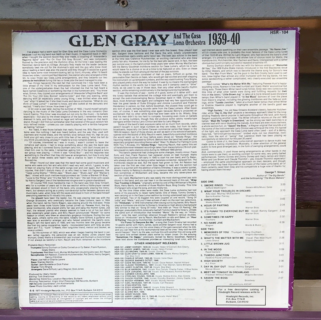 - Glen Gray And His Casa Loma Orchestra - The Uncollected 1939-40 - Vinyl Record -