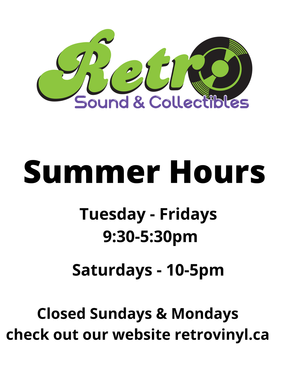 New Summer Hours & more