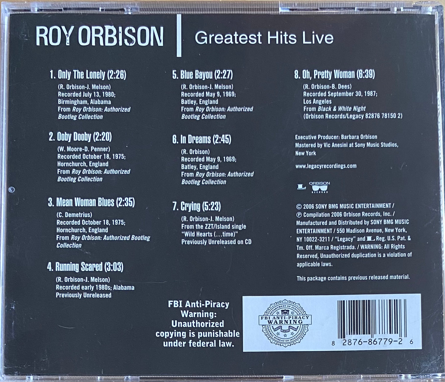 Roy Orbison — Greatest Hits Live