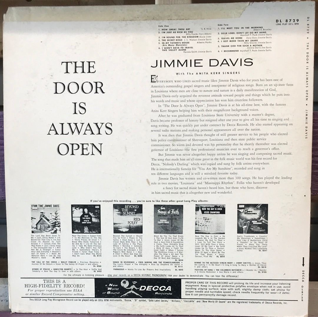 Jimmie Davis - The Door is Always Open - Vinyl Record - 33
