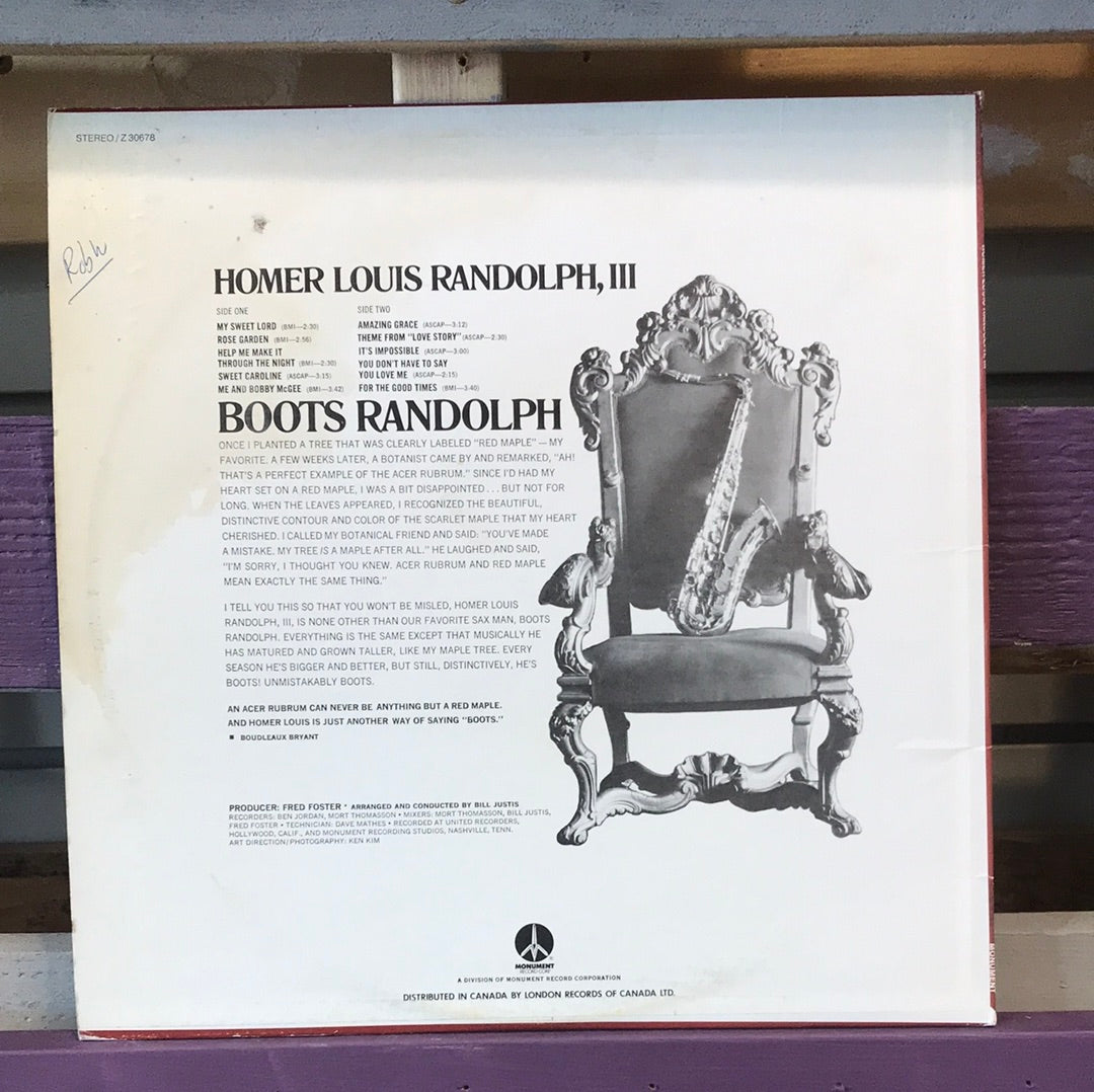 Boots Randolph - Homer Louis Randolph III - Vinyl Record - 33