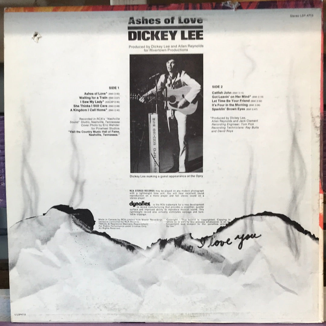 Dickey Lee - Ashes of Love - Vinyl Record - 33