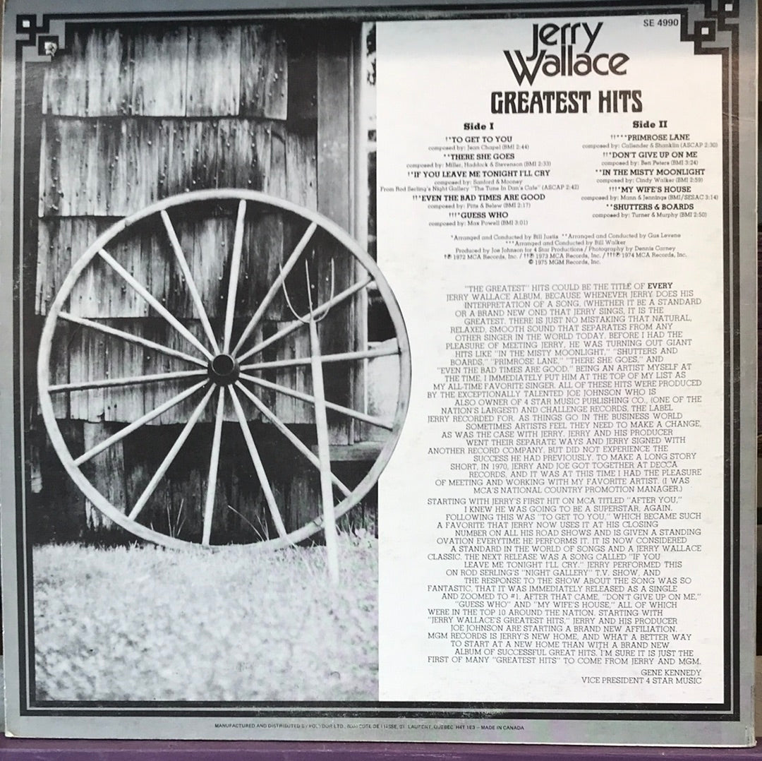 Jerry Wallace - Greatest Hits - Vinyl Record - 33