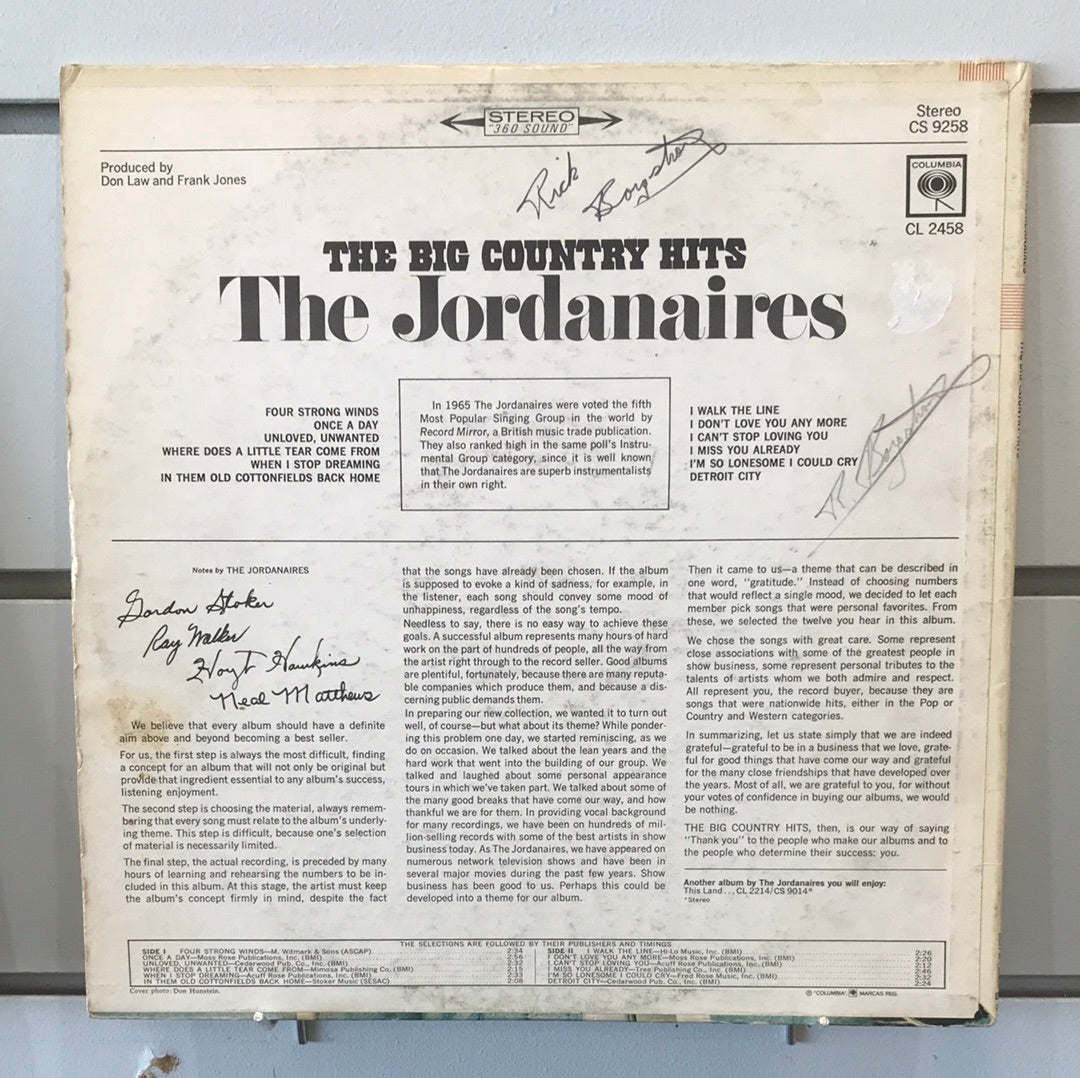 The Jordanaires - The Big Country Hits - Vinyl Record - 33