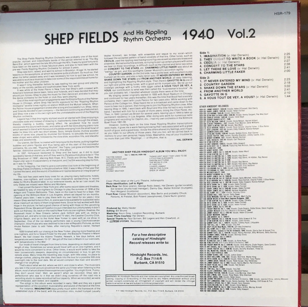 Shep Fields and His Rippling Orchestra - Vol 2 - Vinyl Record - 33