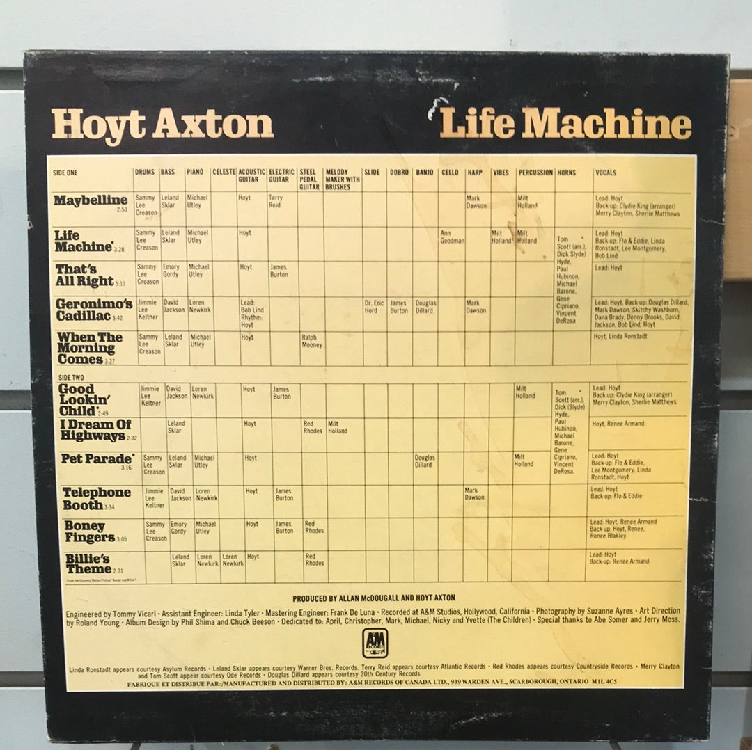 Hoyt Axton — Life Machine - Vinyl Record - 33
