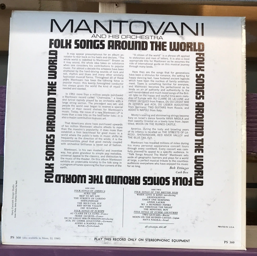 Mantovani and His Orchestra - Folk Songs Around the World - Vinyl Record - 33