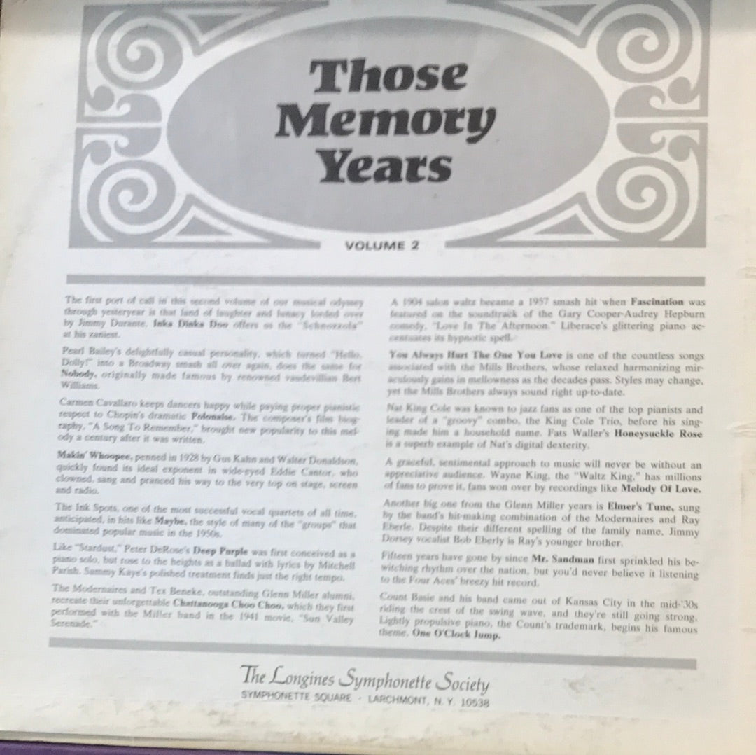 Those Memory Years-Volume 2 - Vinyl Record - 33