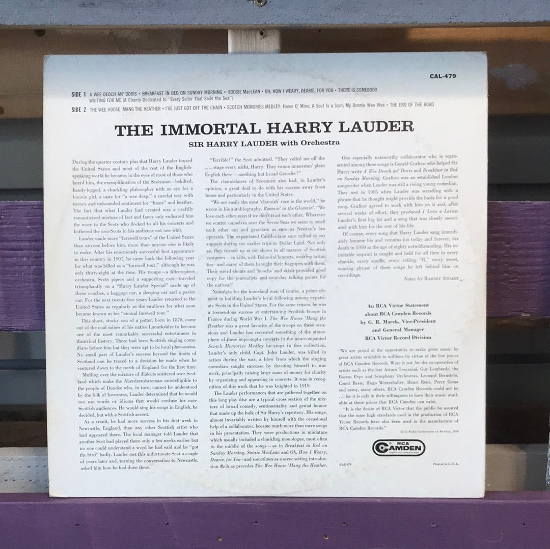 Harry Lauder - The Immortal Harry Lauder - Vinyl Record - 33
