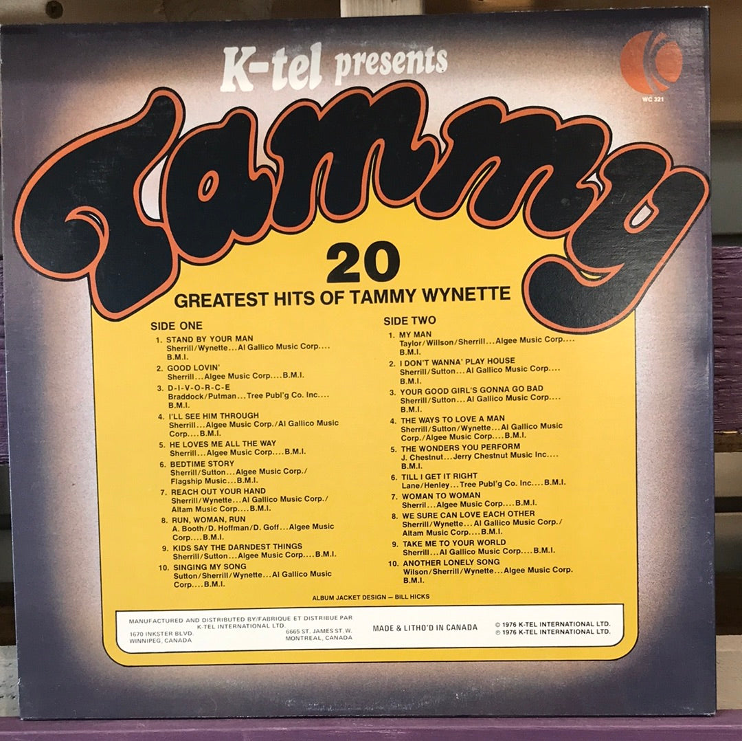 K-Tel presents Tammy - 20 Greatest Hits of Tammy Wynette - Vinyl Record - 33