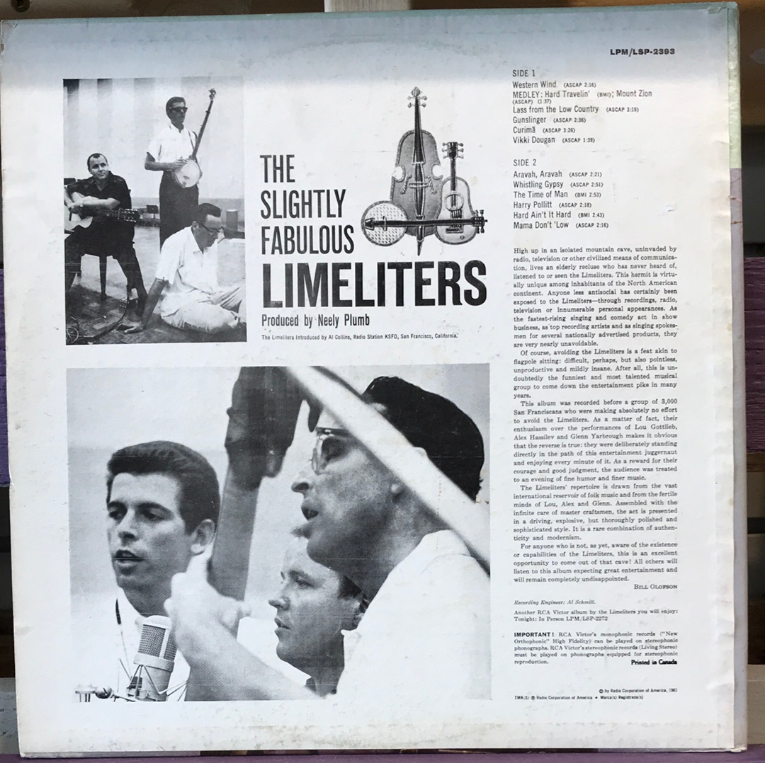 The Slightly Fabulous Limeliters - Vinyl Record - 33