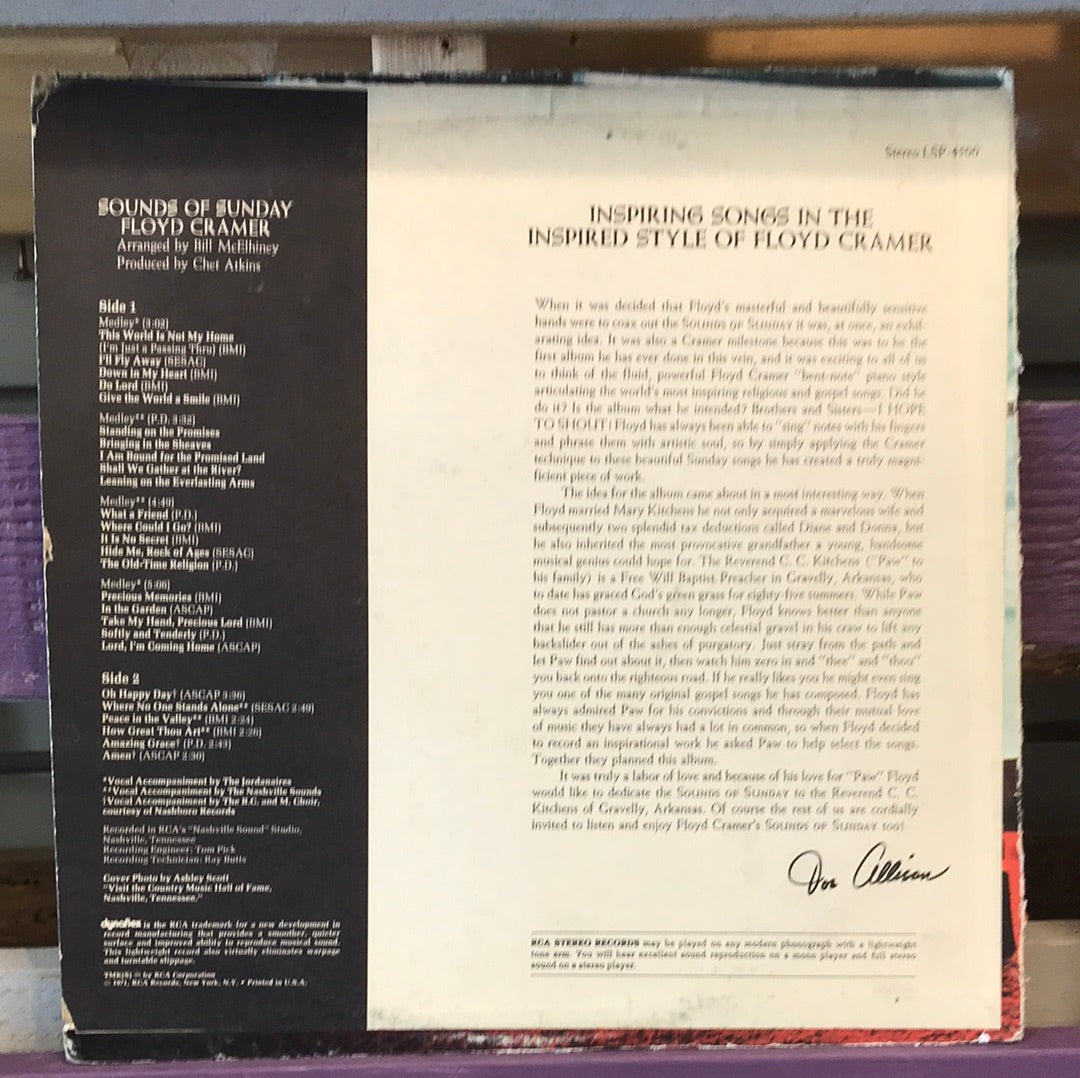 Floyd Cramer - Sounds Of Sunday - Vinyl Record - 33