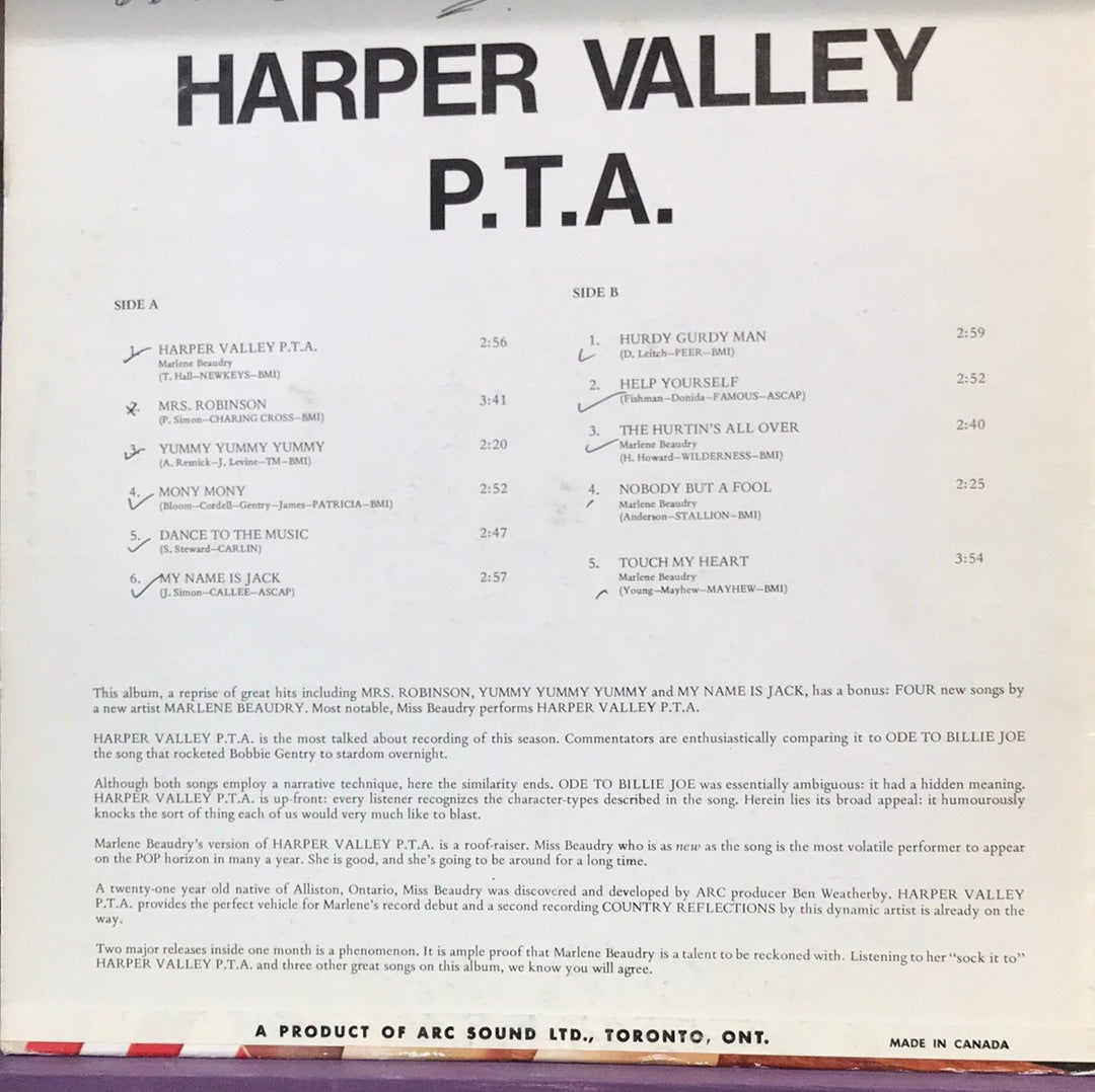 Marlene Beaudry - Harper Valley PTA - Vinyl Record - 33