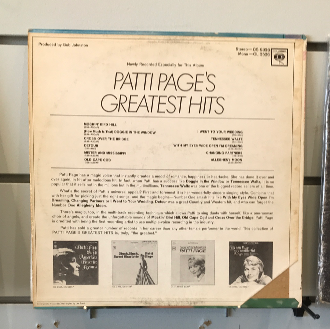 Patti Page - Greatest Hits - Vinyl Record - 33