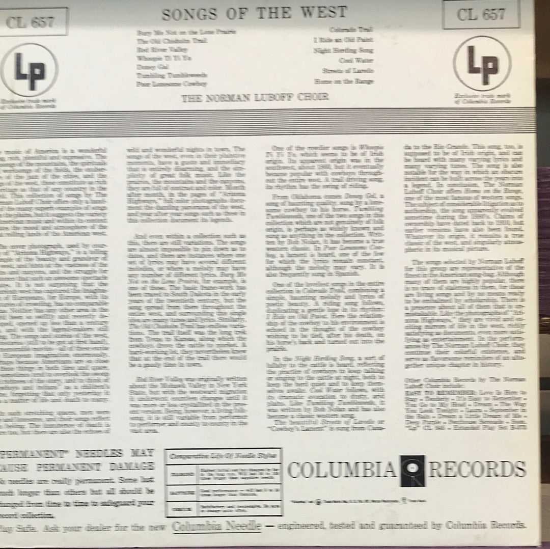 The Norman Luboff Choir - Songs of The West - Vinyl Record - 33