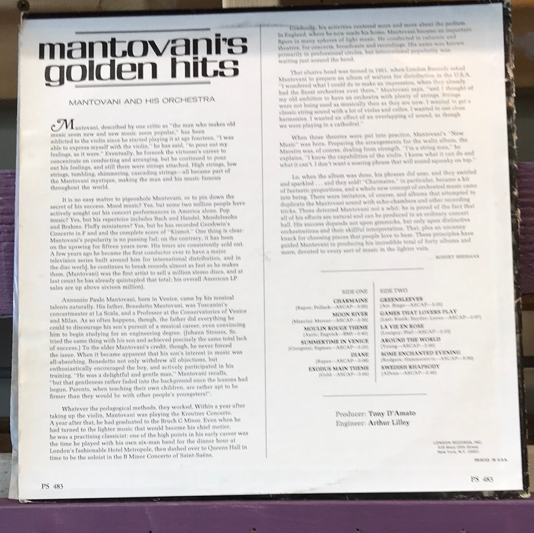 Mantovani’s Golden Hits - Vinyl Record - 33