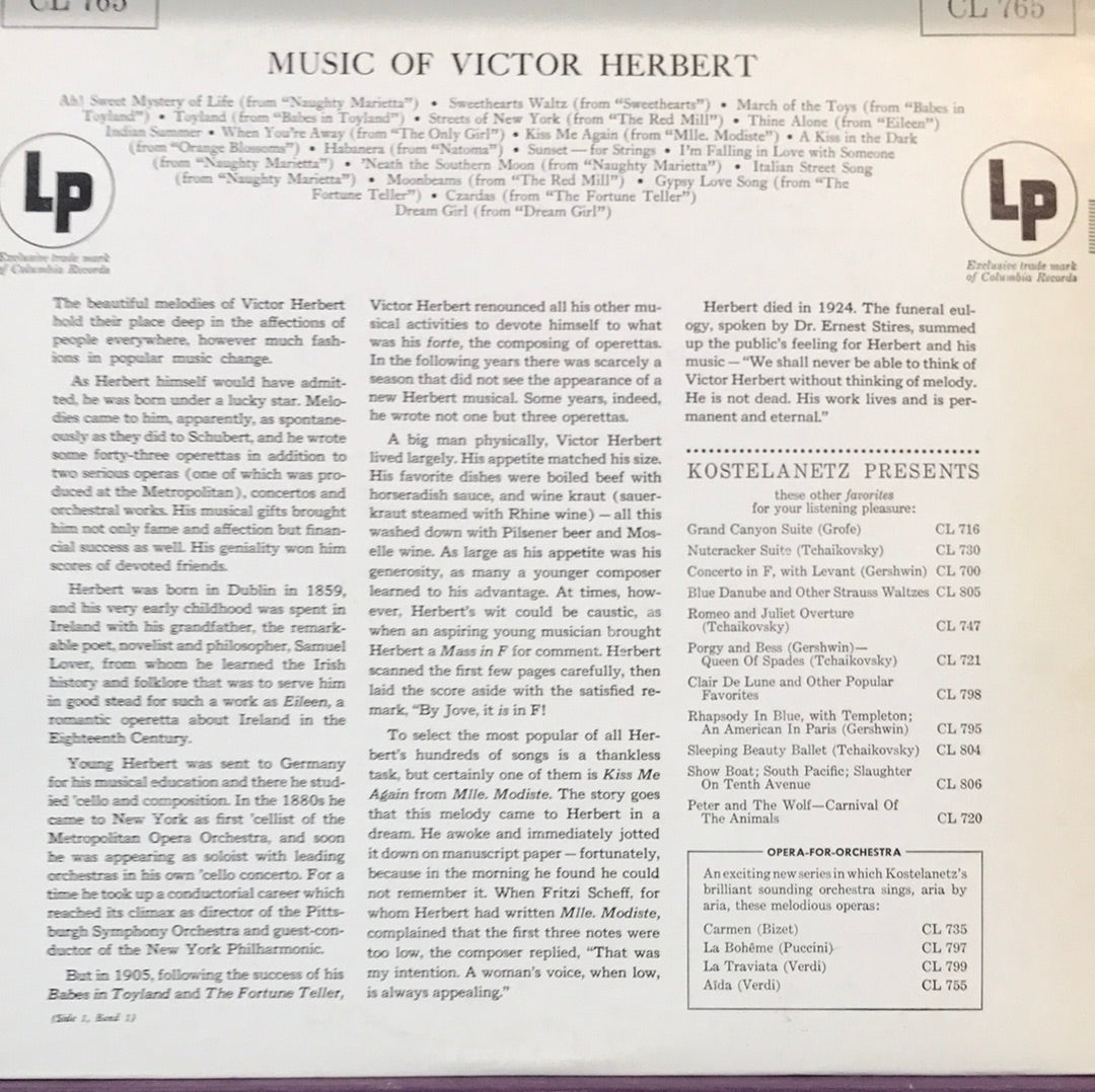 Andre Kostelanetz - The Music of Victor Herbert - Vinyl Record - 33